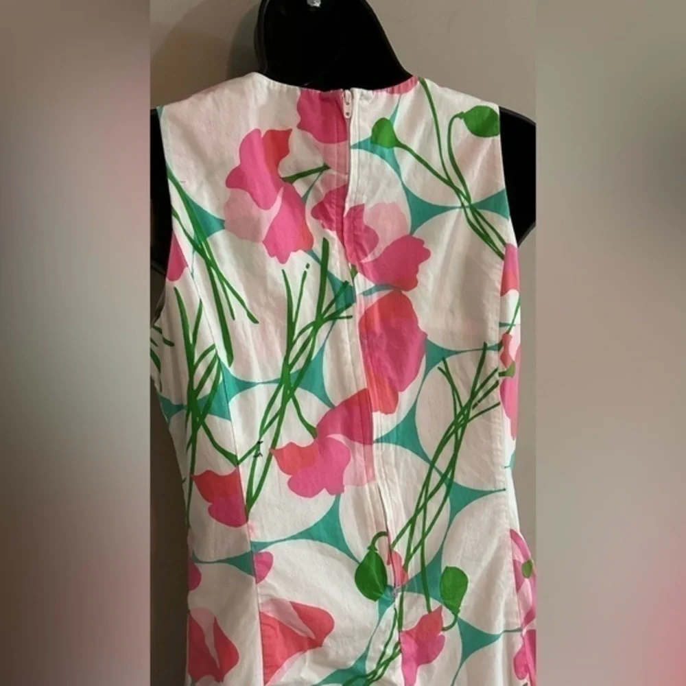 Lilly Pulitzer Girls Sleeveless Shift Dress 16 Altered Tucks White Pink Green